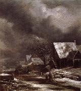 Jacob van Ruisdael Village in Winter France oil painting reproduction